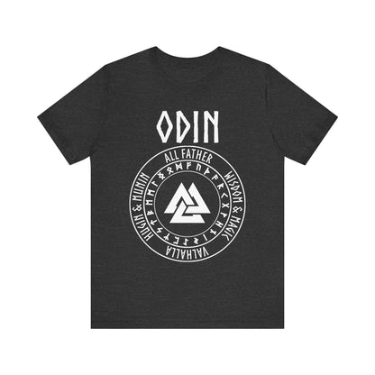 Dark Grey Heather / S Odin Norse God with Futhark Runes T-shirt