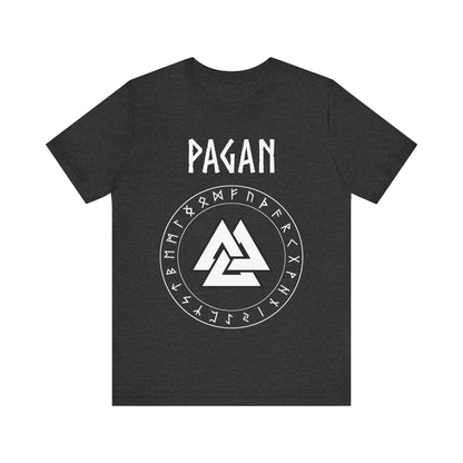 Dark Grey Heather / S Pagan Norse Paganism Valknut with Runes T-Shirt