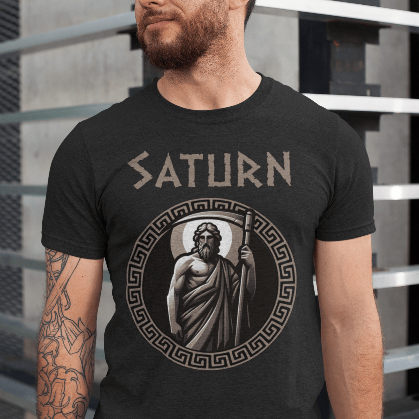 Dark Grey Heather / S Saturn Ancient Roman God T-Shirt