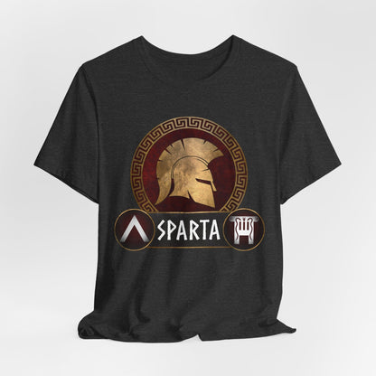 Dark Grey Heather / S Sparta - Spartan Helmet and Shields T-Shirt