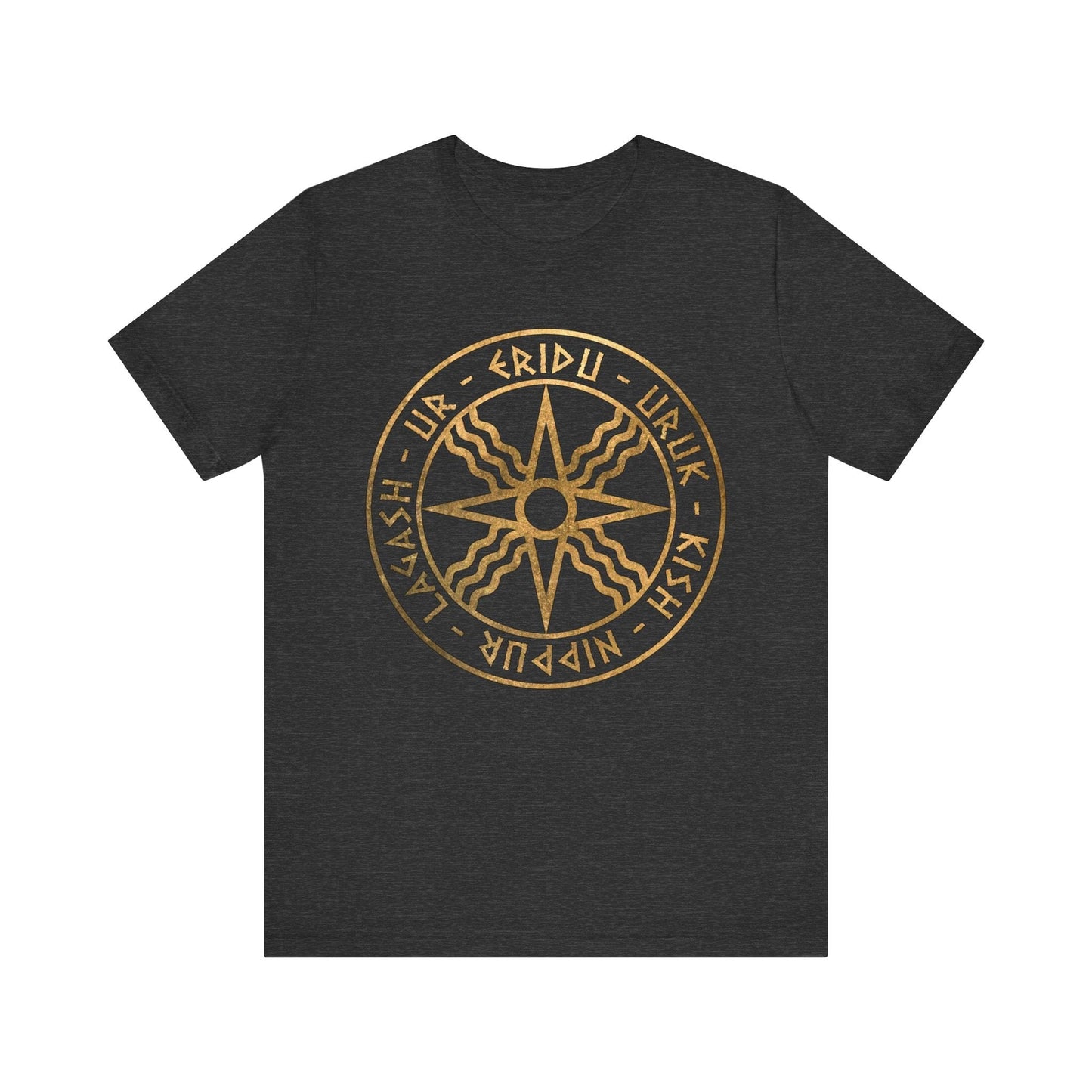Dark Grey Heather / S Sumer Ancient Mesopotamian Cities God Utu Symbol T-Shirt