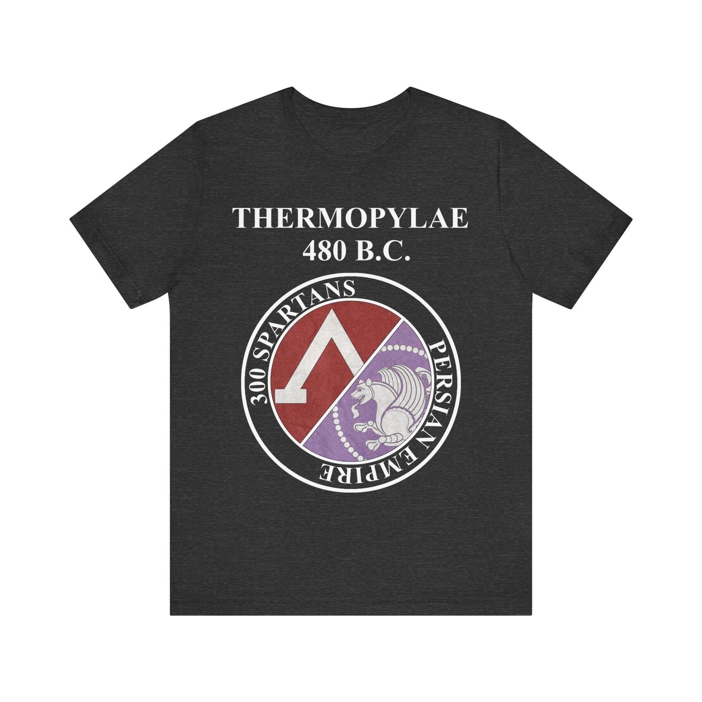 Dark Grey Heather / S Thermopylae Sparta vs Persia Famous Battle T-shirt