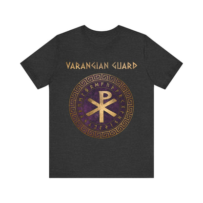 Dark Grey Heather / S Varangian Guard Byzantine Empire Chi Rho with Runes T-Shirt