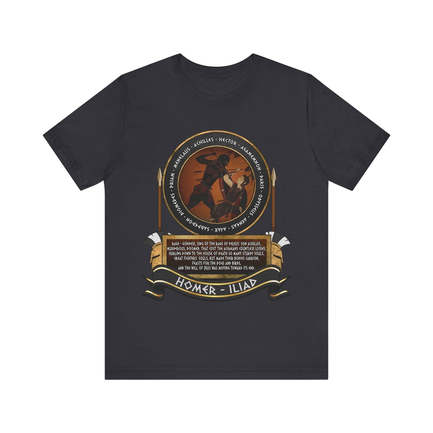 Dark Grey / S Achilles and the Heroes of the Trojan War - Homer's Iliad T-Shirt