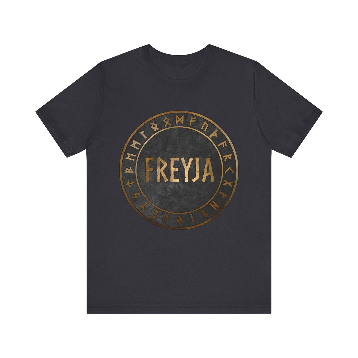 Dark Grey / S Freyja Norse Goddess with Viking Runes T-Shirt