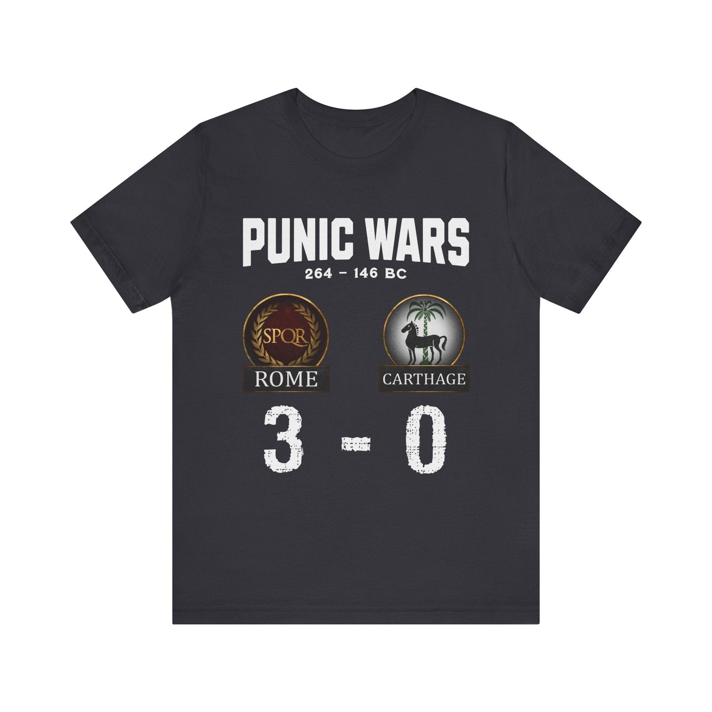Dark Grey / S Punic Wars - Rome vs Carthage - 3 to 0 Final Score  - Funny History T-shirt