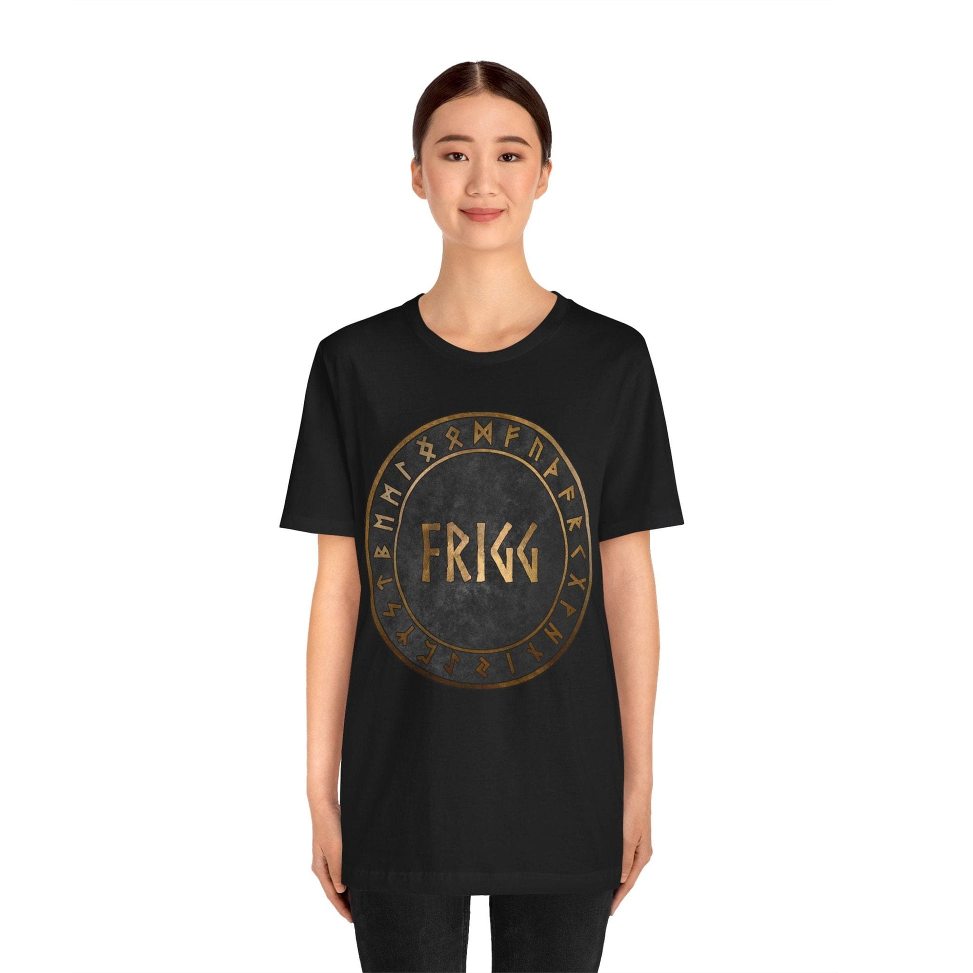 Frigg Norse Goddess with Viking Runes T-Shirt