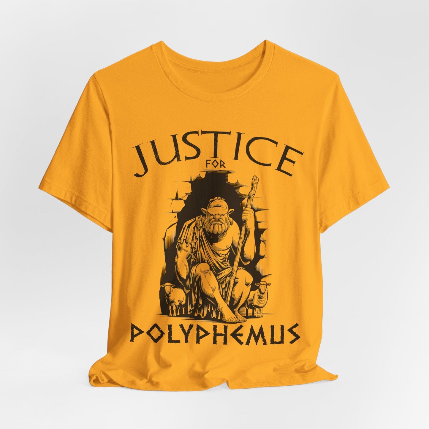 Gold / S Justice For Polyphemus - The Odyssey - Funny Greek Mythology T-Shirt