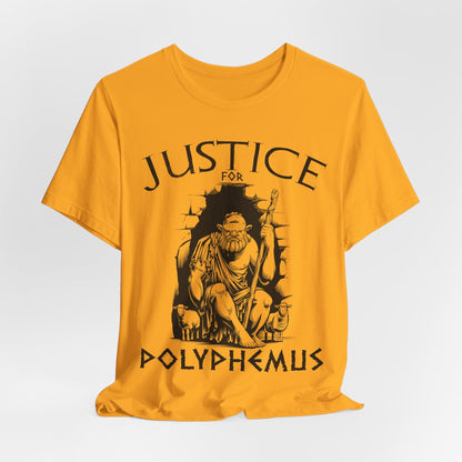 Gold / S Justice For Polyphemus - The Odyssey - Funny Greek Mythology T-Shirt