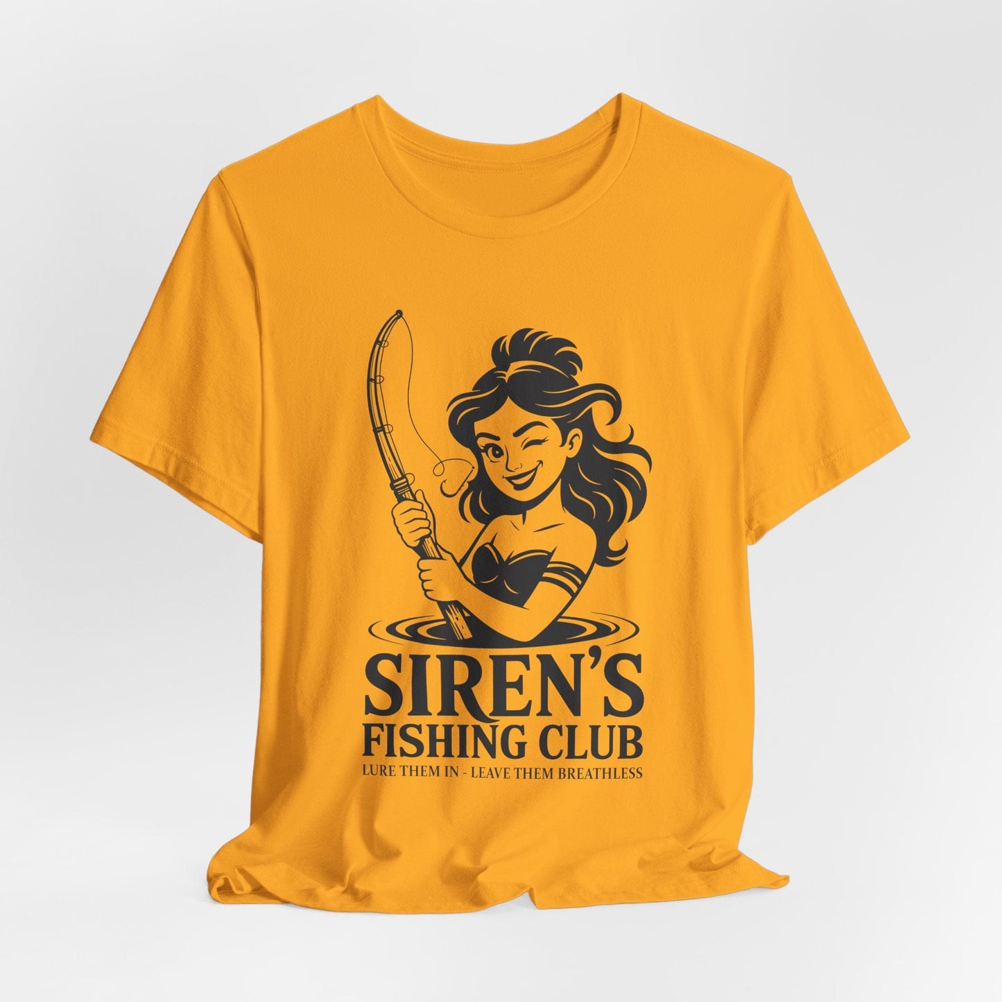 Gold / S Siren's Fishing Club - Funny Greek Mythology T-Shirt