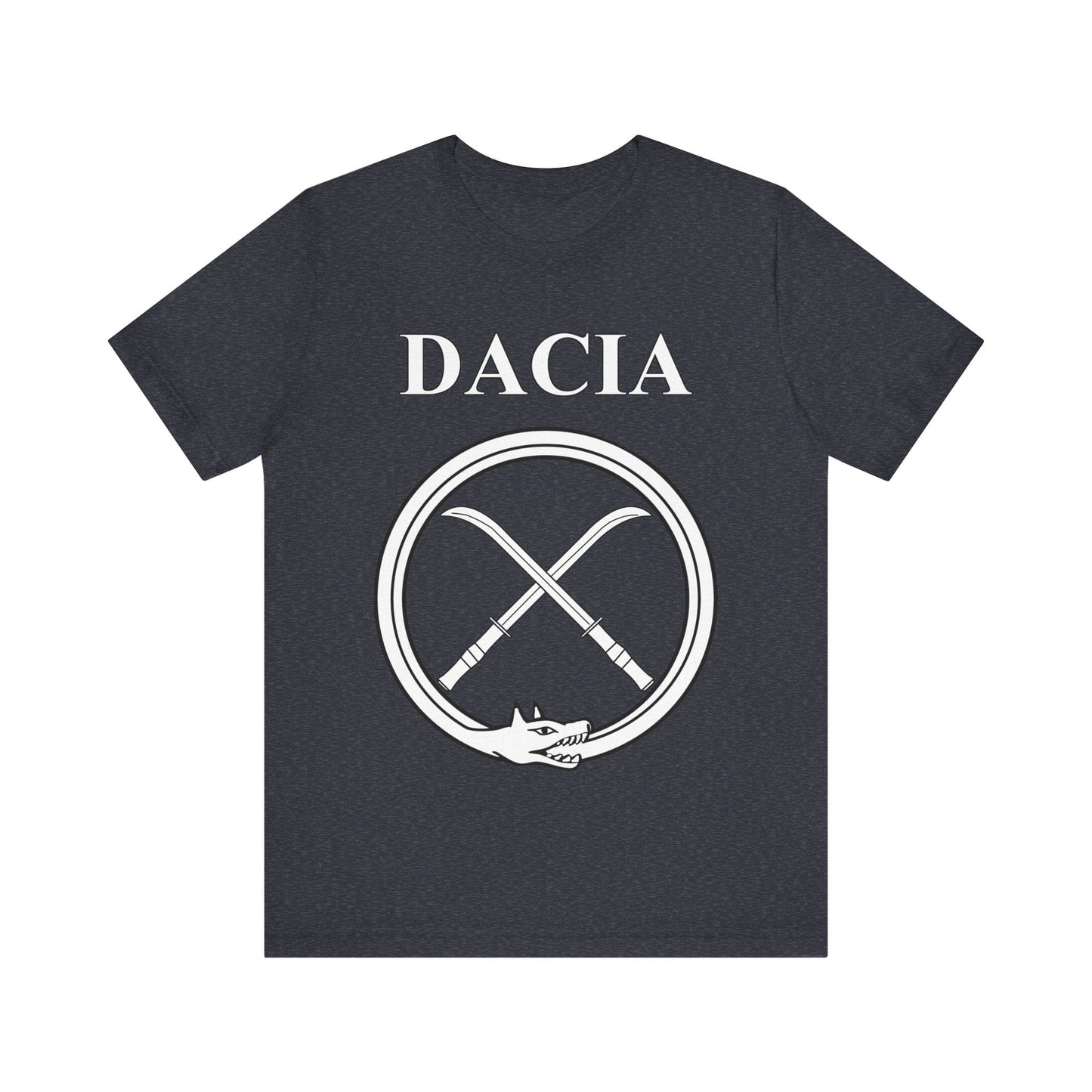 Heather Navy / S Dacia Ancient Dacian Draco and Falx Symbol T-Shirt