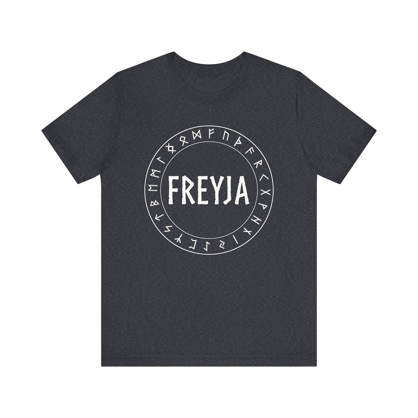 Heather Navy / S Freyja Norse Goddess with Futhark Runes T-shirt