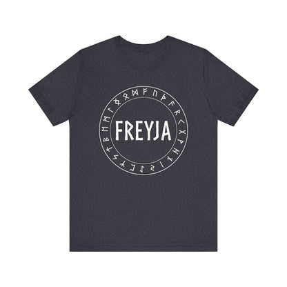 Heather Navy / S Freyja Norse Goddess with Futhark Runes T-shirt