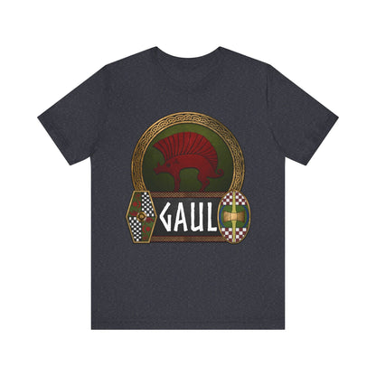Heather Navy / S Gaul Ancient Gaelic Boar - Celtic Warrior Shields - Gaelic Heritage T-shirt