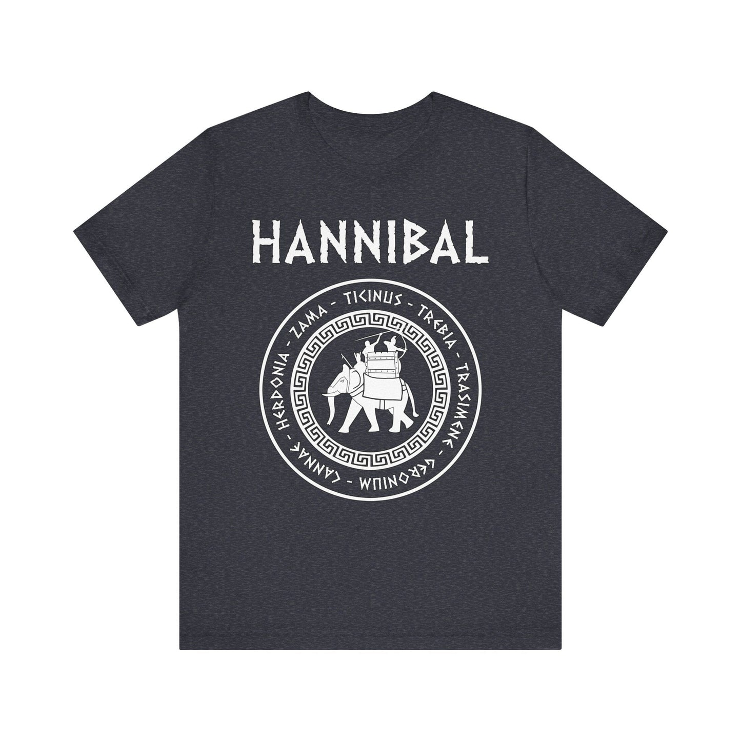 Heather Navy / S Hannibal Barca 2nd Punic War Battles War Elephant Symbol T-Shirt
