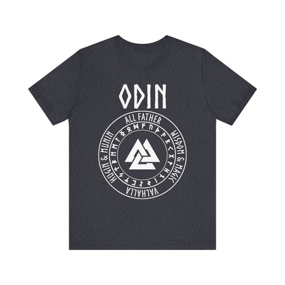 Heather Navy / S Odin Norse God with Futhark Runes T-shirt