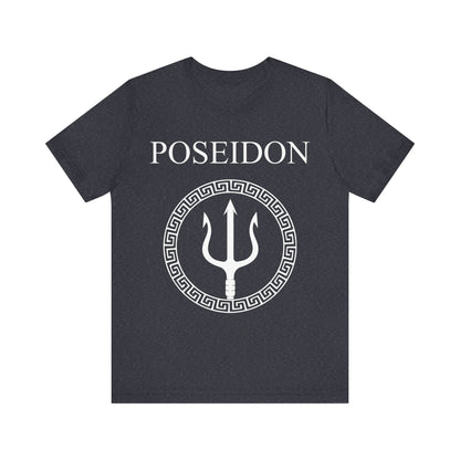 Heather Navy / S Poseidon Ancient Greek God T-Shirt