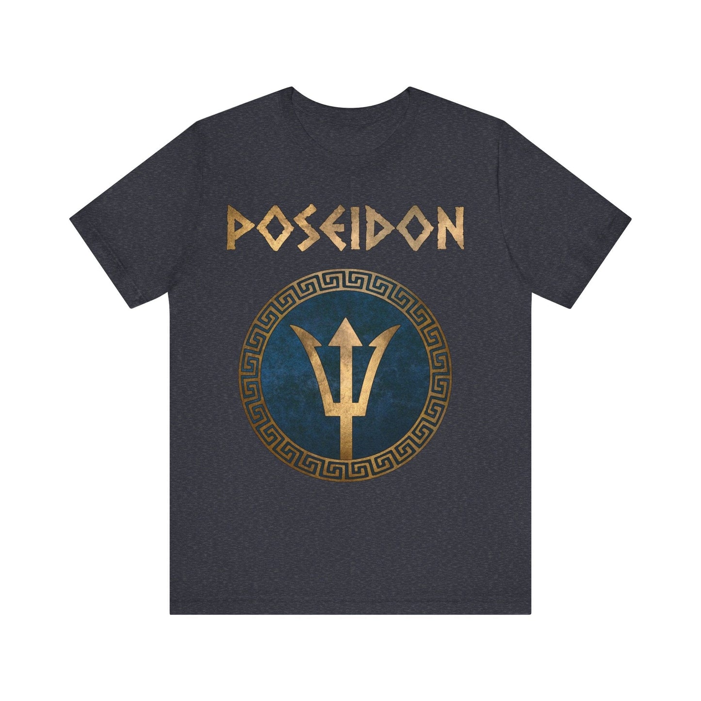 Heather Navy / S Poseidon Greek God Trident T-Shirt