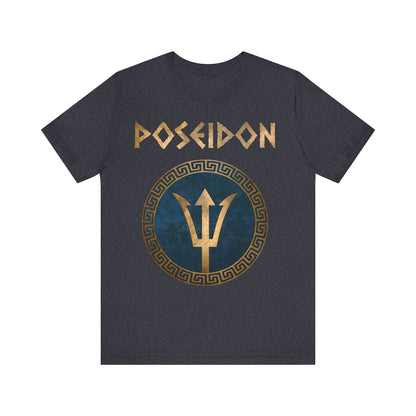 Heather Navy / S Poseidon Greek God Trident T-Shirt