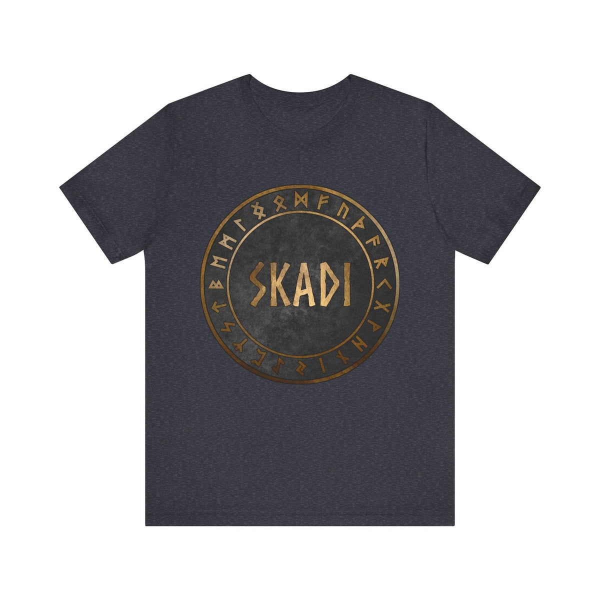 Heather Navy / S Skadi Norse Goddess of Winter Viking Runes T-Shirt