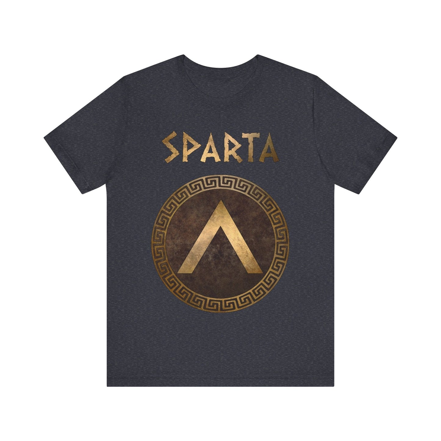 Heather Navy / S Sparta Ancient Spartan Shield Lambda Symbol T-Shirt