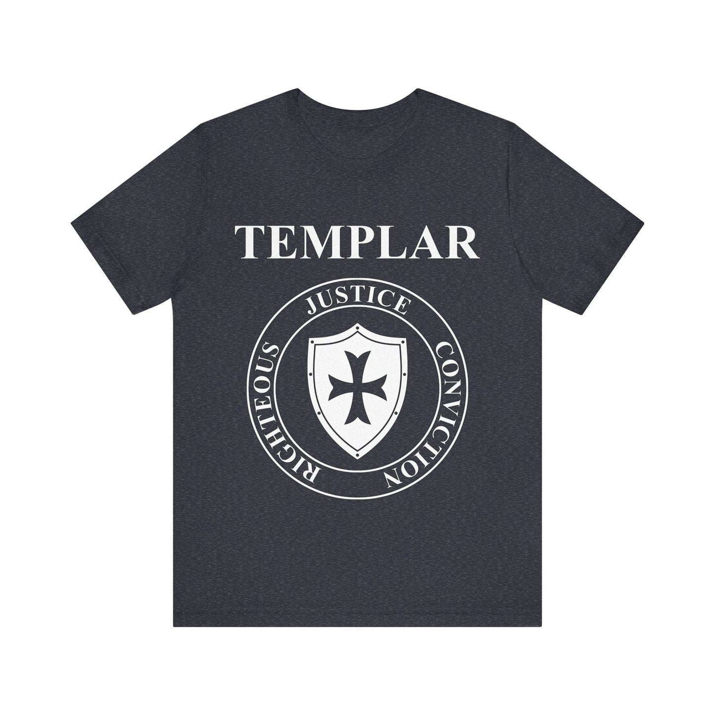 Heather Navy / S Templar Virtues of the Knights Templar Shield T-shirt