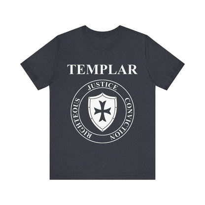 Heather Navy / S Templar Virtues of the Knights Templar Shield T-shirt