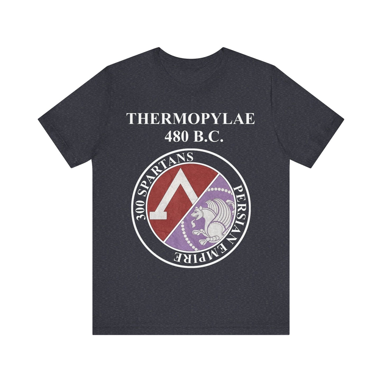 Heather Navy / S Thermopylae Sparta vs Persia Famous Battle T-shirt