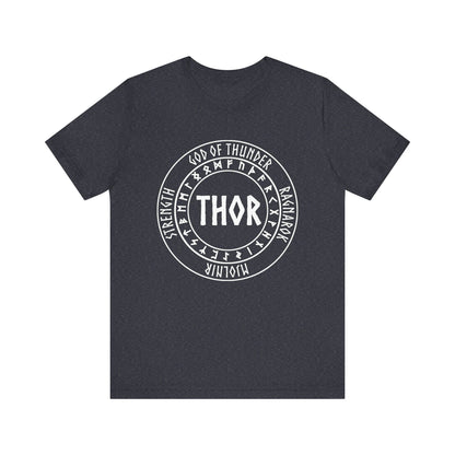 Heather Navy / S Thor Norse God with Futhark Runes T-shirt