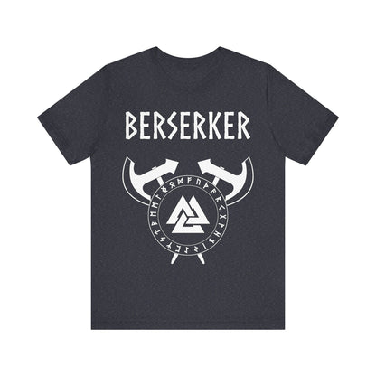 Heather Navy / S Viking Berserker - Axes with Norse Runes - Viking Valknut T-shirt