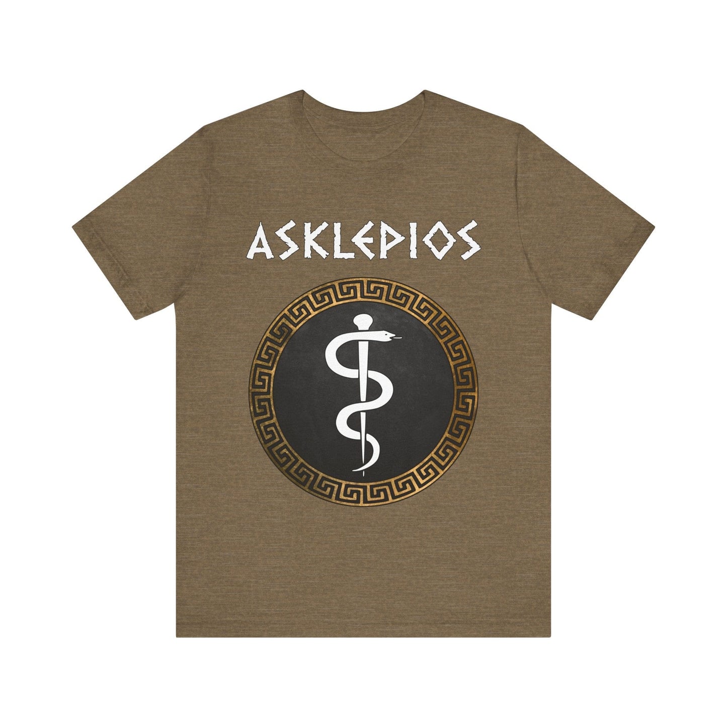 Heather Olive / S Asklepios Ancient Greek God of Health and Medicine T-shirt