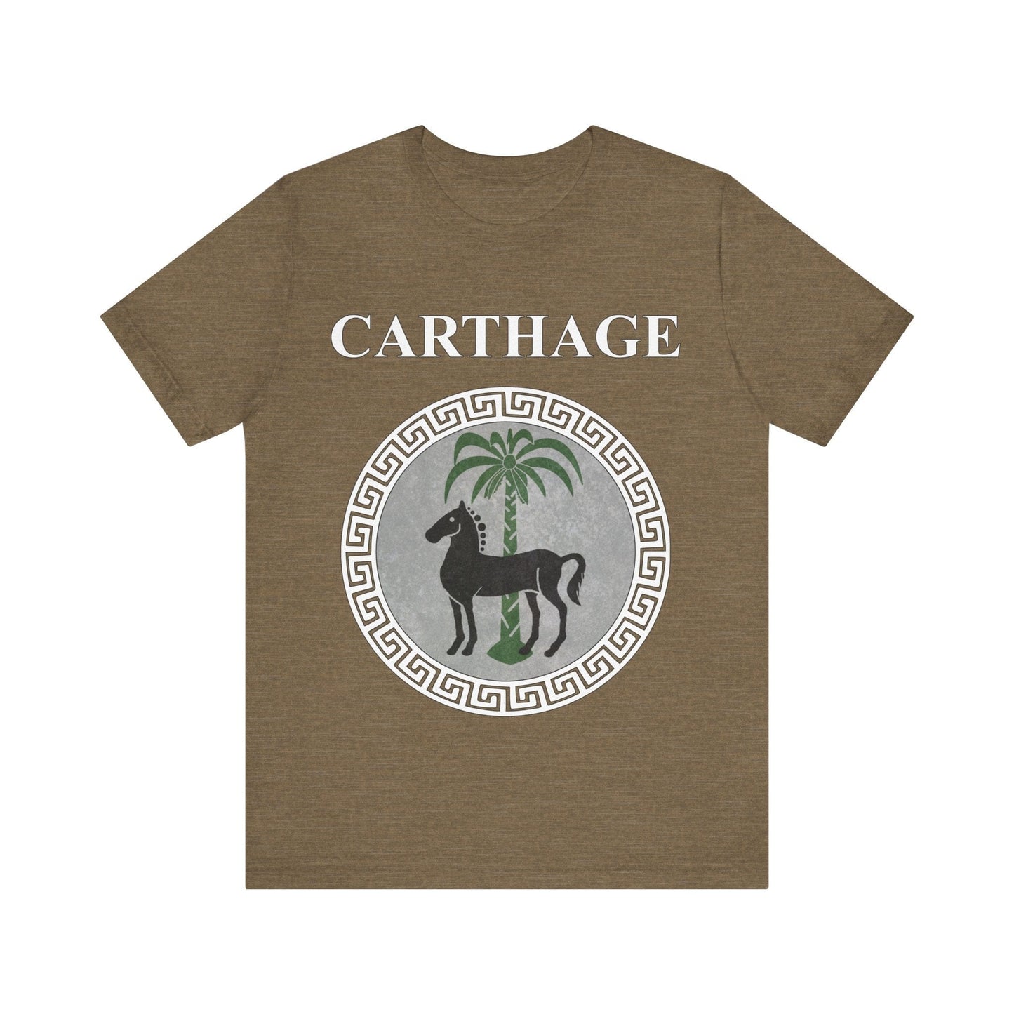 Heather Olive / S Carthage Ancient Symbol of Qart-Hadasht Shield T-shirt