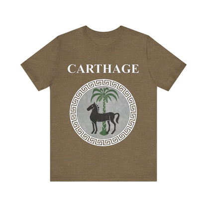 Heather Olive / S Carthage Ancient Symbol of Qart-Hadasht Shield T-shirt