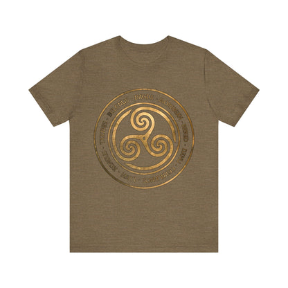 Heather Olive / S Celtic Gods and Goddesses Triskelion Symbol T-Shirt