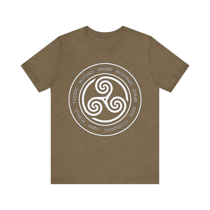 Heather Olive / S Celtic Gods and Goddesses Triskelion T-Shirt