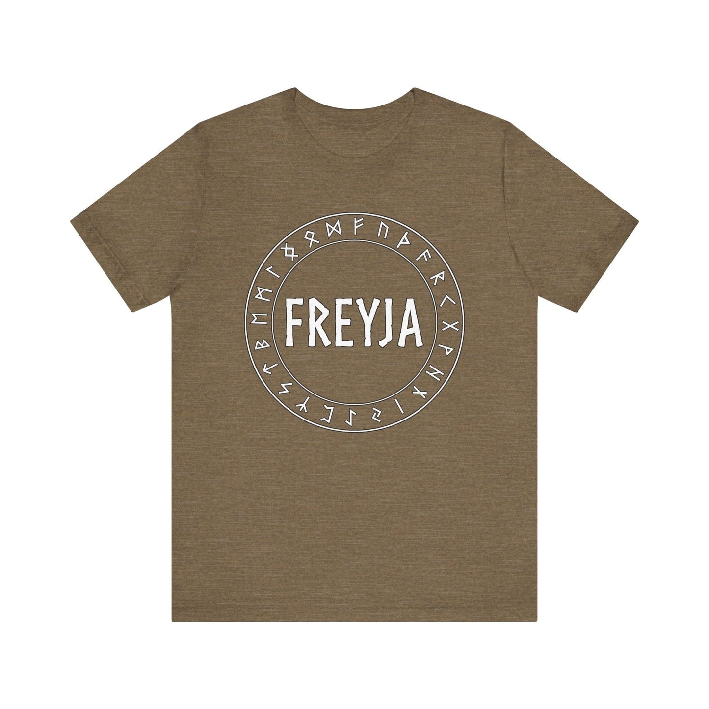 Heather Olive / S Freyja Norse Goddess with Futhark Runes T-shirt