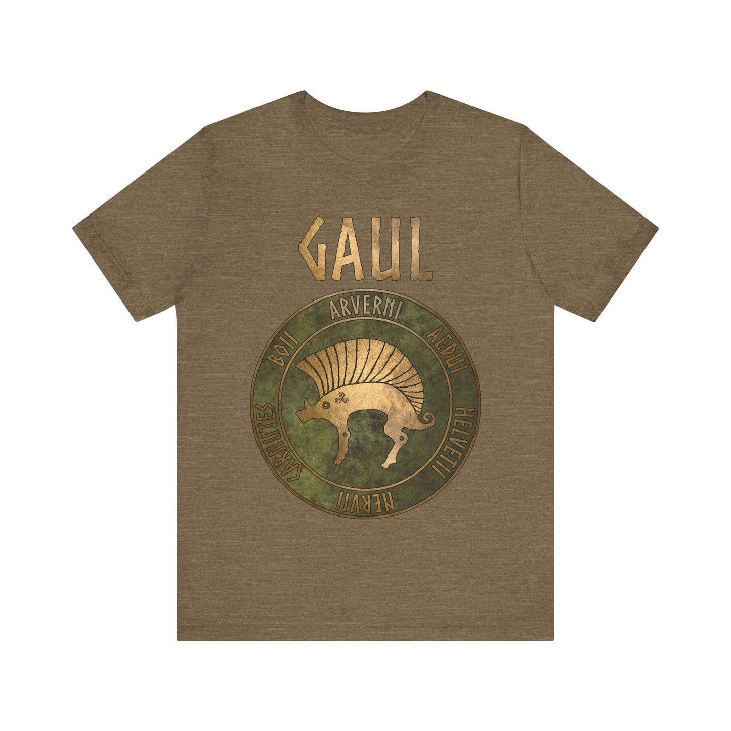 Heather Olive / S Gaul Ancient Tribes of Gaul Boar Gaelic History T-shirt