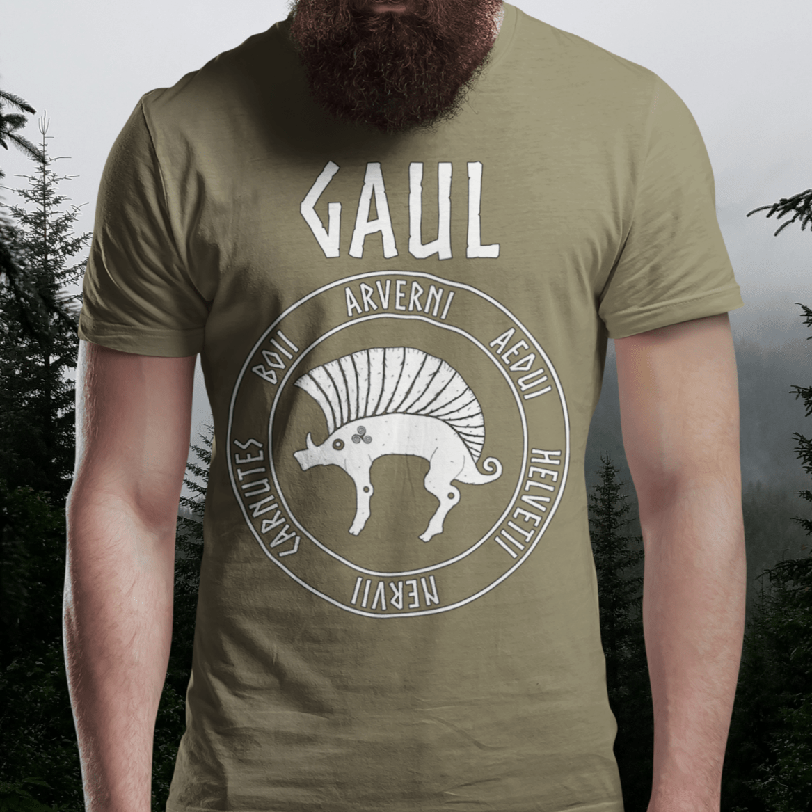 Heather Olive / S Gaul Ancient Tribes of Gaul Boar T-shirt