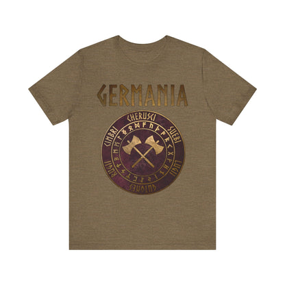 Heather Olive / S Germania Ancient Germanic Tribes with Runes T-Shirt