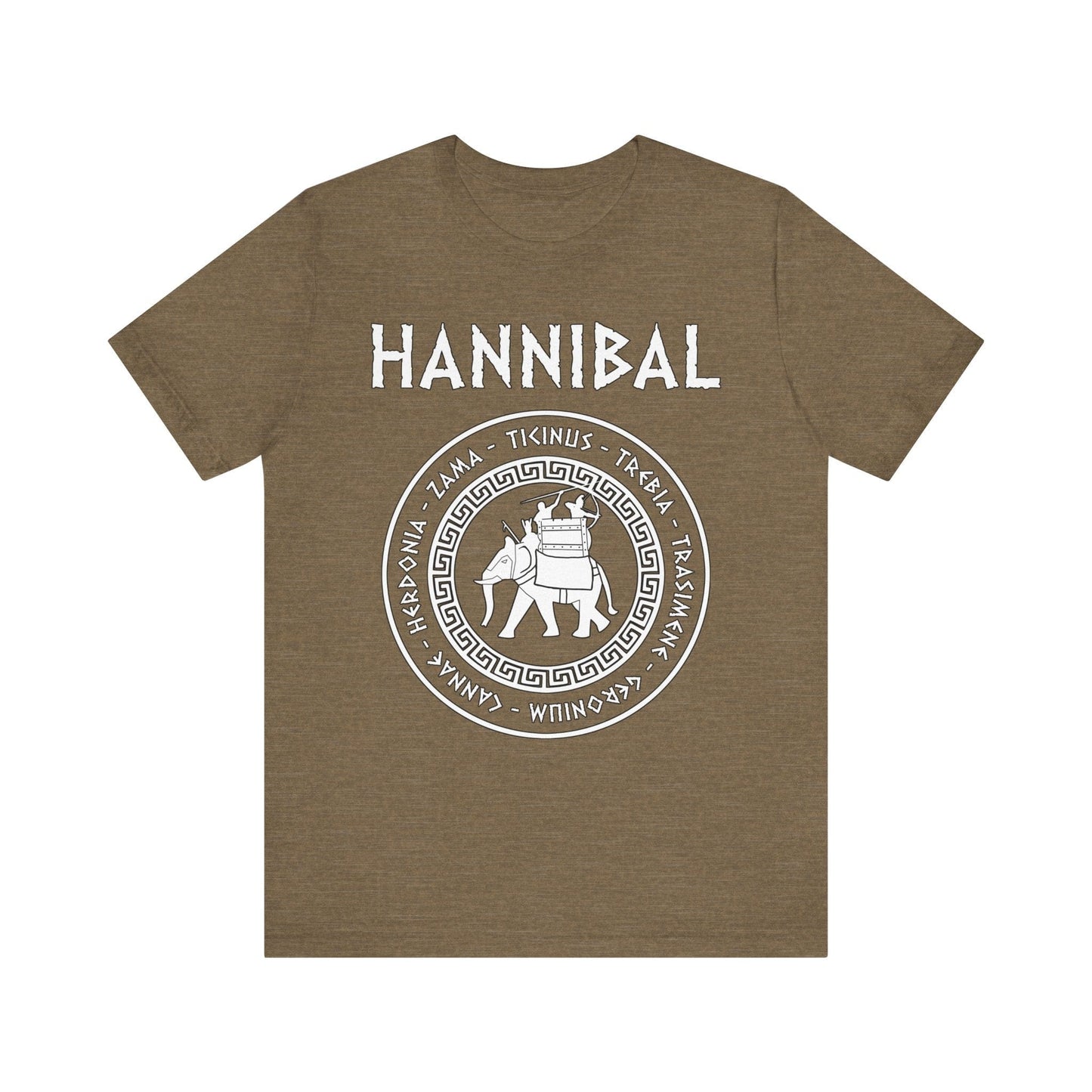 Heather Olive / S Hannibal Barca 2nd Punic War Battles War Elephant Symbol T-Shirt