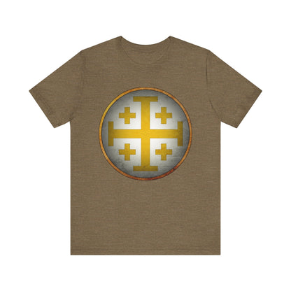 Heather Olive / S Jerusalem Heraldry - Medieval Jerusalem Cross T-shirt