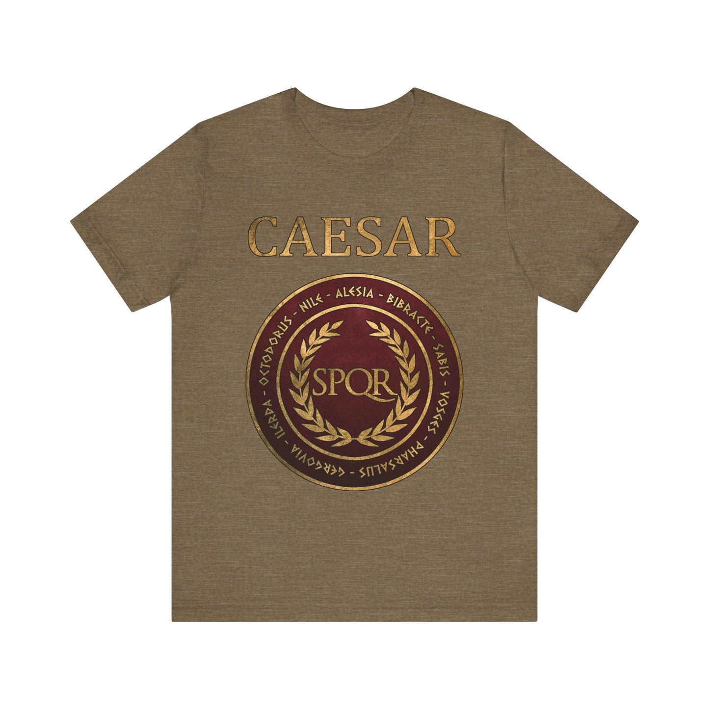 Heather Olive / S Julius Caesar Famous Battles T-Shirt