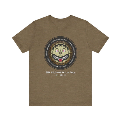 Heather Olive / S The Peloponnesian War Battles - Greek Gorgon Hoplite Shield T-Shirt
