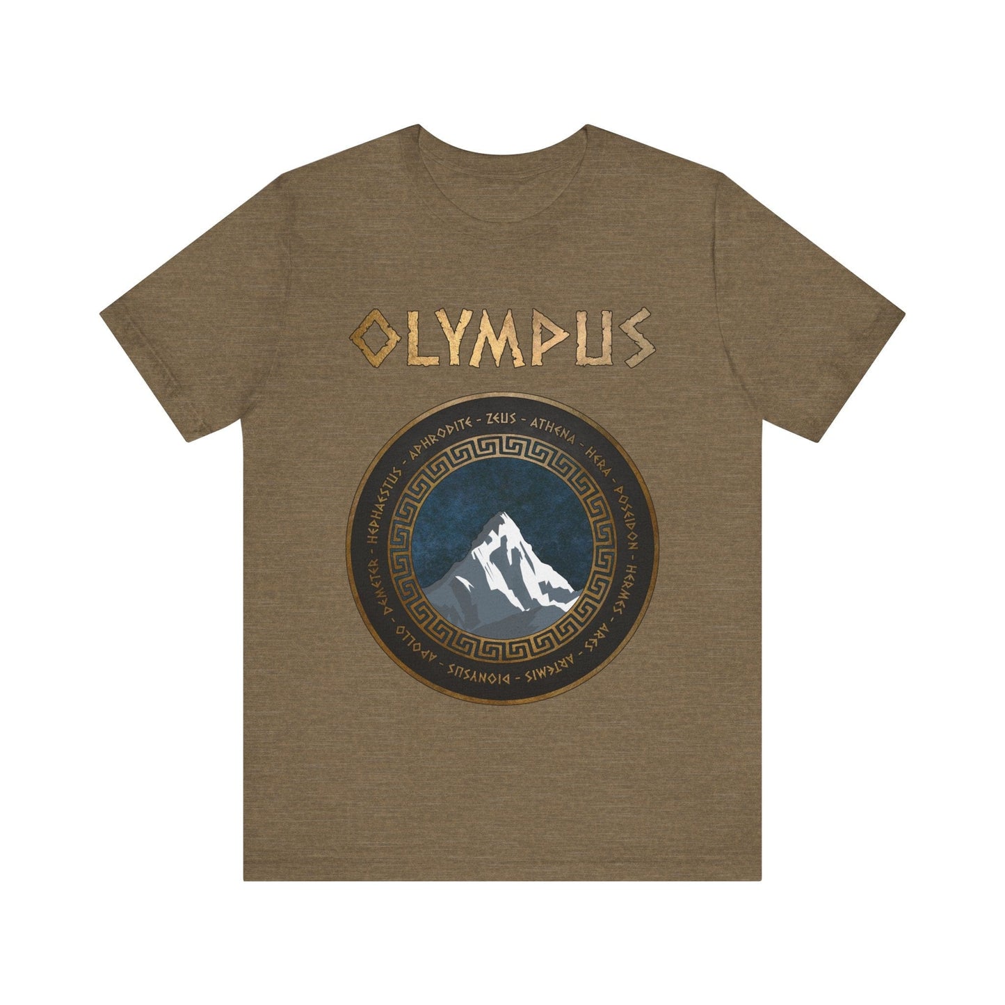 Heather Olive / S The Twelve Olympians Greek Gods and Goddesses - Mount Olympus T-Shirt