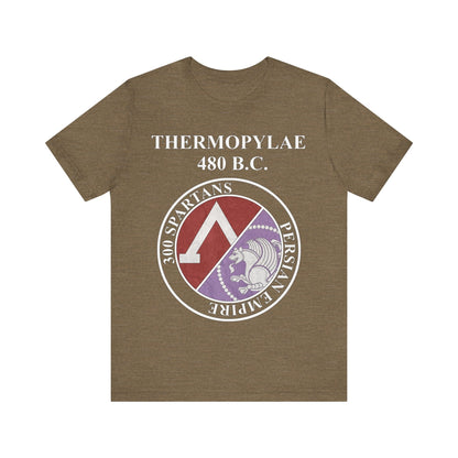 Heather Olive / S Thermopylae Sparta vs Persia Famous Battle T-shirt