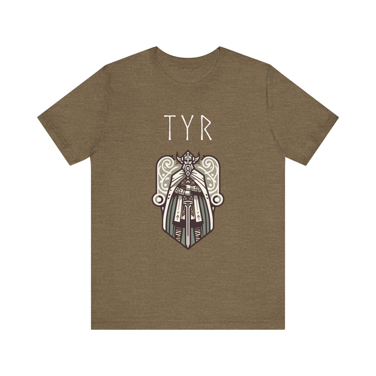 Heather Olive / S Tyr Norse God of War and Justice - Viking Mythology T-shirt