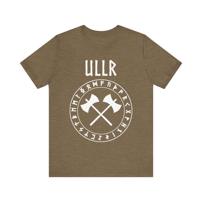 Heather Olive / S Ullr Norse God with Runes T-shirt