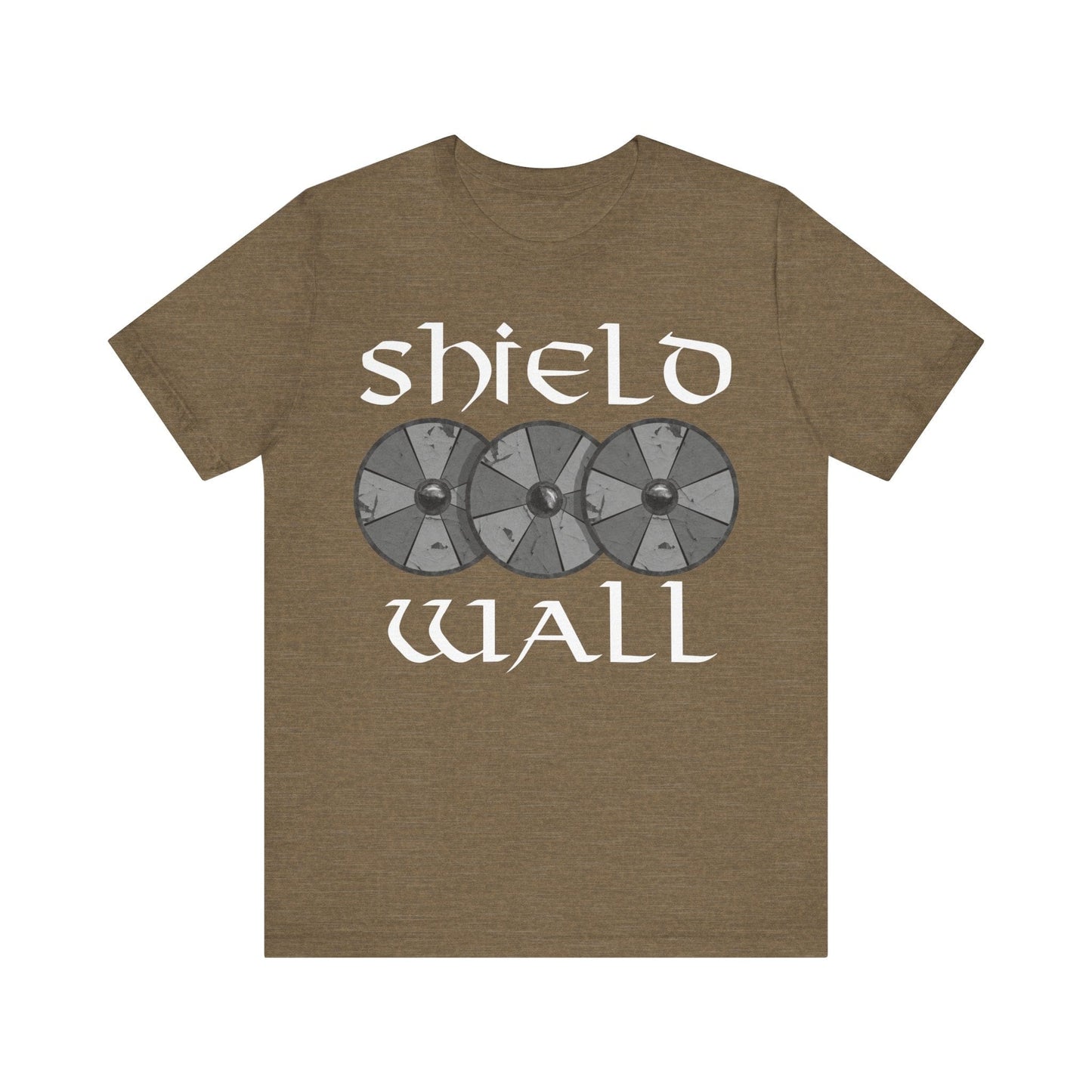 Heather Olive / S Viking Shield Wall Norse Warrior T-Shirt