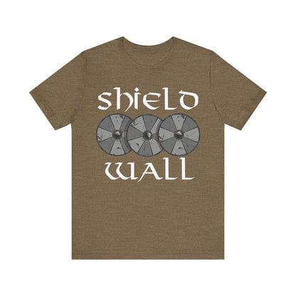 Heather Olive / S Viking Shield Wall Norse Warrior T-Shirt