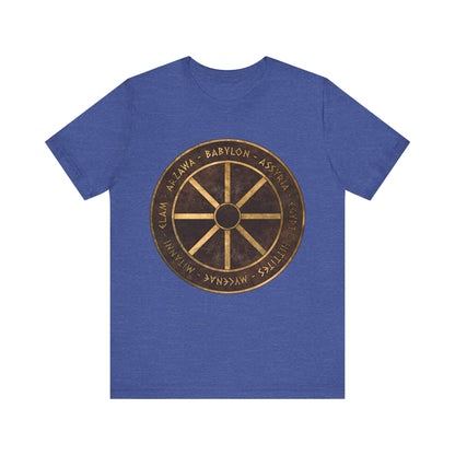 Heather True Royal / S Bronze Age Powers Ancient Civilizations Chariot Wheel Symbol T-Shirt